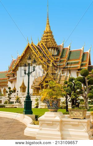 Bangkok January 2013 This is the Grand Palace in Bangkok in this period it is visited from many tourists as it has been the official residence of the Kings of Siam. View with tourist.