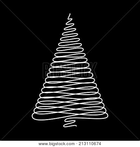 Christmas Tree Scribble Vectordesign Isolated On Black Background