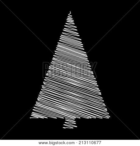 Christmas Tree Scribble Vectordesign Isolated On Black Background