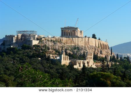 Acropolis And Parthenon From Philopappos Hill In Athens