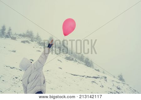 Woman Traveler With Red Balloon