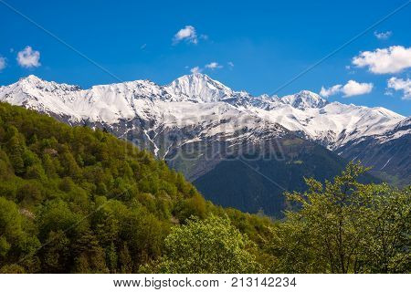 Stunning Mountain Range Covered With Snow