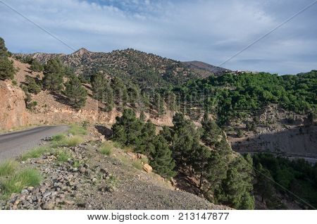 Serpentine Road In High Atlas Mountain Range, Morocco, Africa