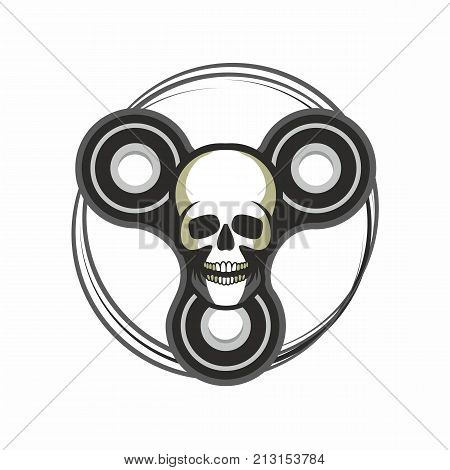 Vector illustration of retro poster popular toy anti-stress spinner on the background of the skull concept