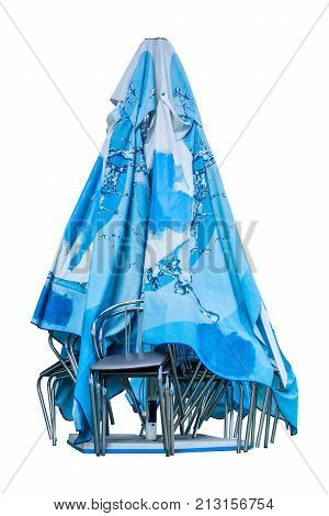 Sunshade And Chairs On White Background