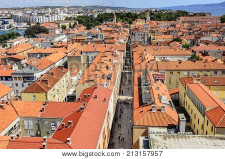 ZADAR, CROATIA - 15 JULY, 2017: City of Zadar, Croatia Picture taken from a height