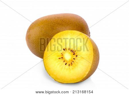 Yellow kiwi fruit isolated on white backgroundGold New Zealand kiwi fruit.