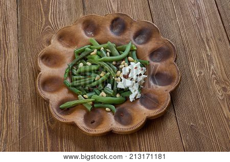 Algerian Green Beans Maghreb African cuisine , close up
