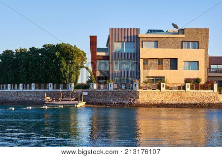 Beautiful Building Of The Blue Sea Landscape.