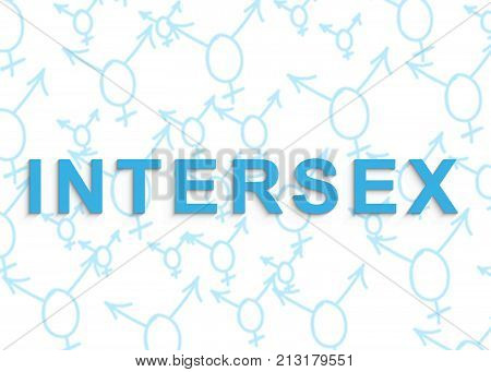 inter sex text with transgender symbols in blue on the background