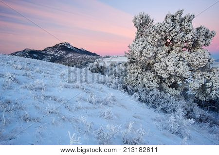 Winter in the Karkaraly Mountains.
Karkaraly mountains - a mountain range in the Karaganda region of Kazakhstan.
