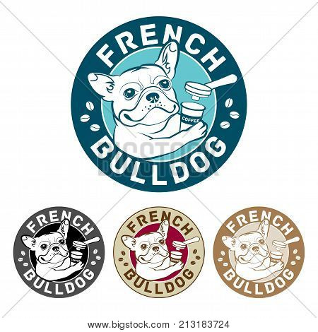 Bulldog frances - illustration round logo multiple versions