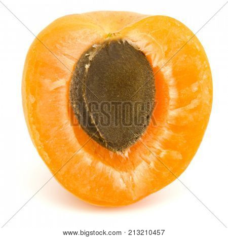 One apricot half isolated on white background cutout