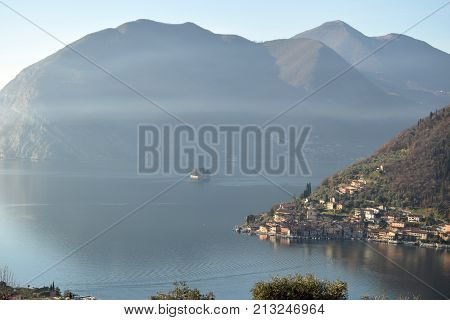 An suggestive view of the village of Peschiera Maraglio in Monte Isola in Lake Iseo