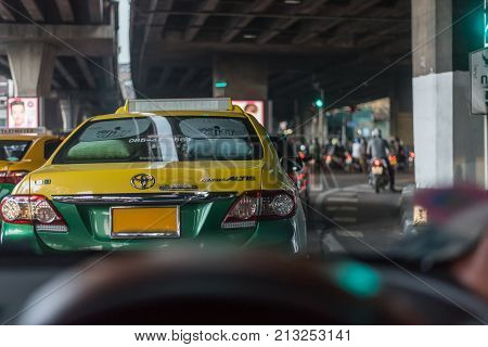Mrt Subway Train Runs In Bangkok