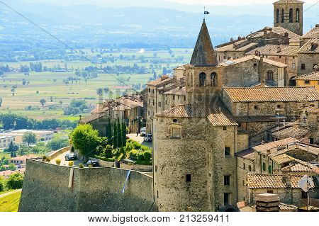 Aerial View Of The Small Town Of Anghiari, Tuscany, Italy