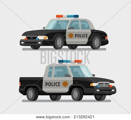 Police car, policeman, constabulary cartoon Vector illustration