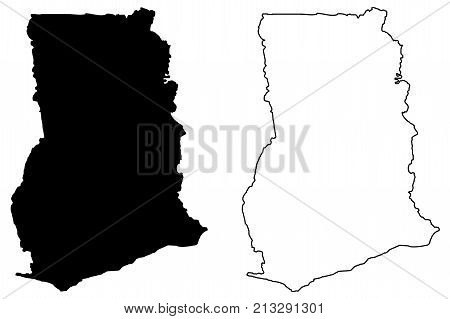 Ghana map vector illustration , scribble sketch Republic of Ghana