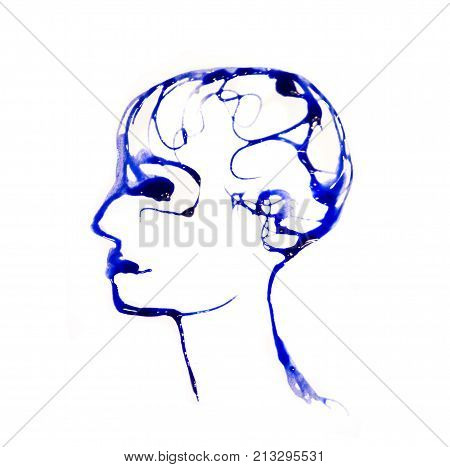 Head of human made of watercolour effects. Watercolour textured collection.