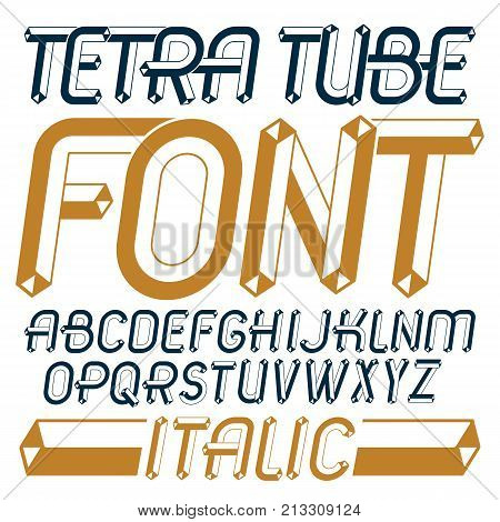 Set Of Trendy Fun Vector Capital English Alphabet Letters, Abc Isolated. Special Italic Type Font, S