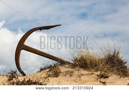 Natural Cemetery Of Marine Anchors At Barril Beach, Portugal