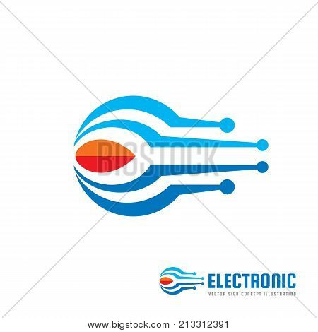 Electronic technology - vector logo template concept illustration. Space satellite creative sign. Abstract design elements.