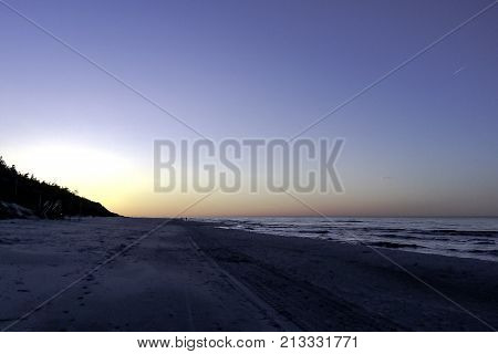 Sunset on Polish coast, Lubiatowo, Poland, Europe