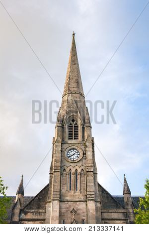 the spire of St Kessog's church in Callander Scotland