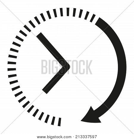 Clock icon. Black and white clock arrows. Sign of the rapid passage of time. Vector illustration.