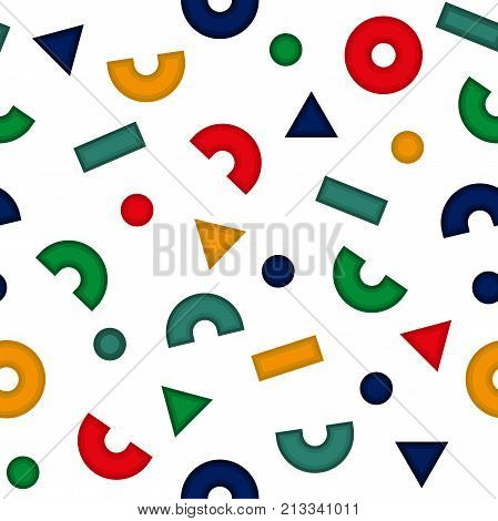 Geometric abstract pattern. Vector background. Abstract shapes. Geometric confetti background. Seamless geometric pattern in retro style