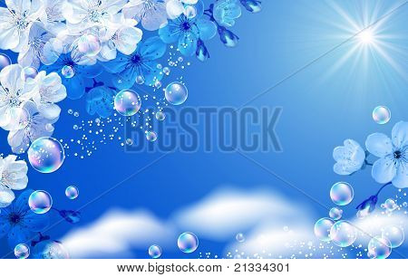Himmel und weiße Blumen