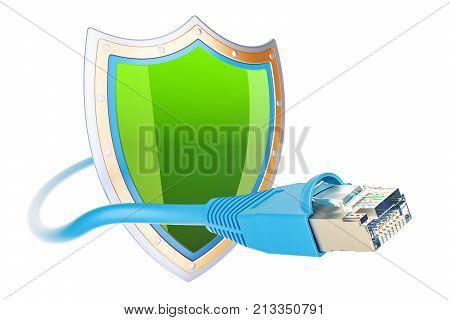 Internet connection protect secure communication network concept. 3D rendering isolated on white background