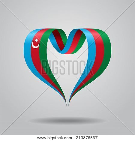 Azerbaijani flag heart-shaped wavy ribbon. Vector illustration.
