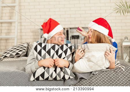 Couple In Love Waiting For Christmas
