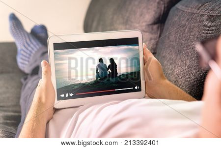 Online Movie Stream With Mobile Device.