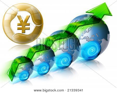 Locomotive monde Yen Business & financier positif