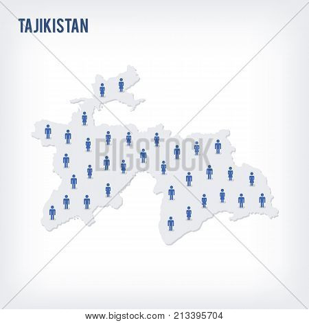 Vector People Map Of Tajikistan . The Concept Of Population.