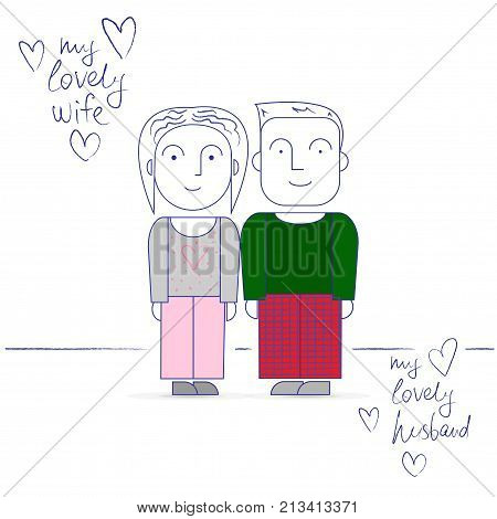 Vector image of a man and a woman in a flat style.