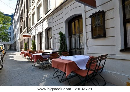 outdoor café on the street in Munich