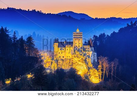 Brasov Transylvania. Romania. The medieval Castle of Bran known for the myth of Dracula.