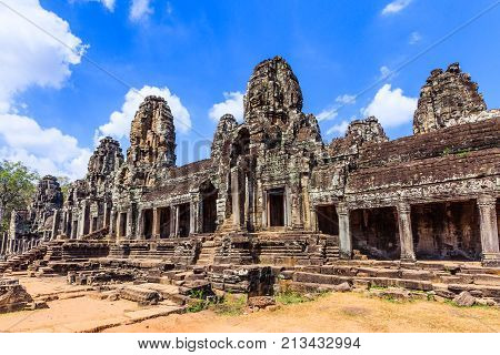 Angkor Cambodia. The inner gallery of the Bayon temple.