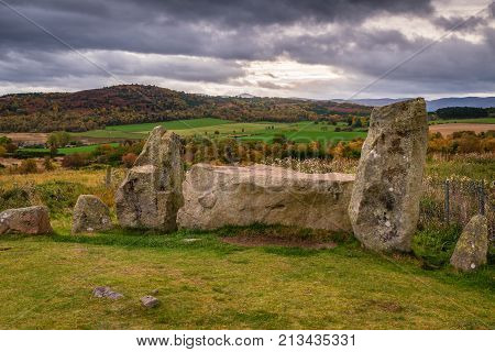 Tomnaverie Recumbent and Flankers, which is a Recumbent Stone Circle, a monument found only in the North East of Scotland