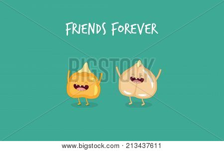 Vegan protein funny set of vector chatacters. Healsy food. vagalife