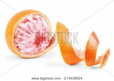 Grapefruit citrus fruit with half isolated on white with clipping path