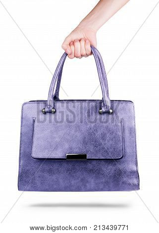 Purple clutch bag isolated on white background