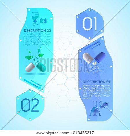 Medication vertical banners set with prescription symbols realistic isolated vector illustration
