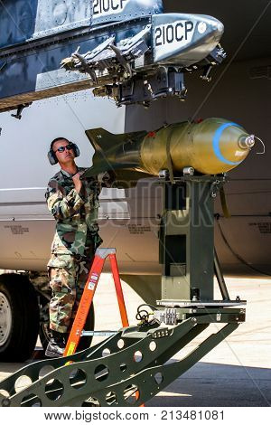 Loading Bombs On B-52 Bomber