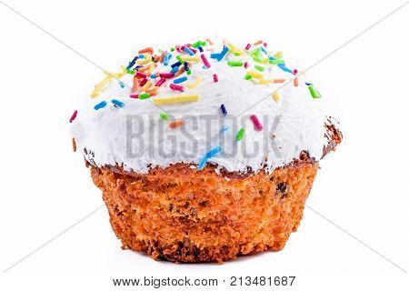glazed easter cake isolated on white background