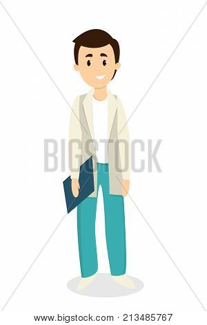 Isolated male doctor. Dentist or pedeatrician, surgeon or vet.