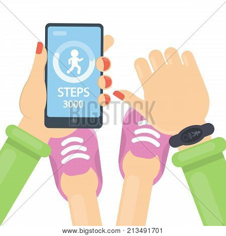 Walking tracker watch with smartphone for fitness.